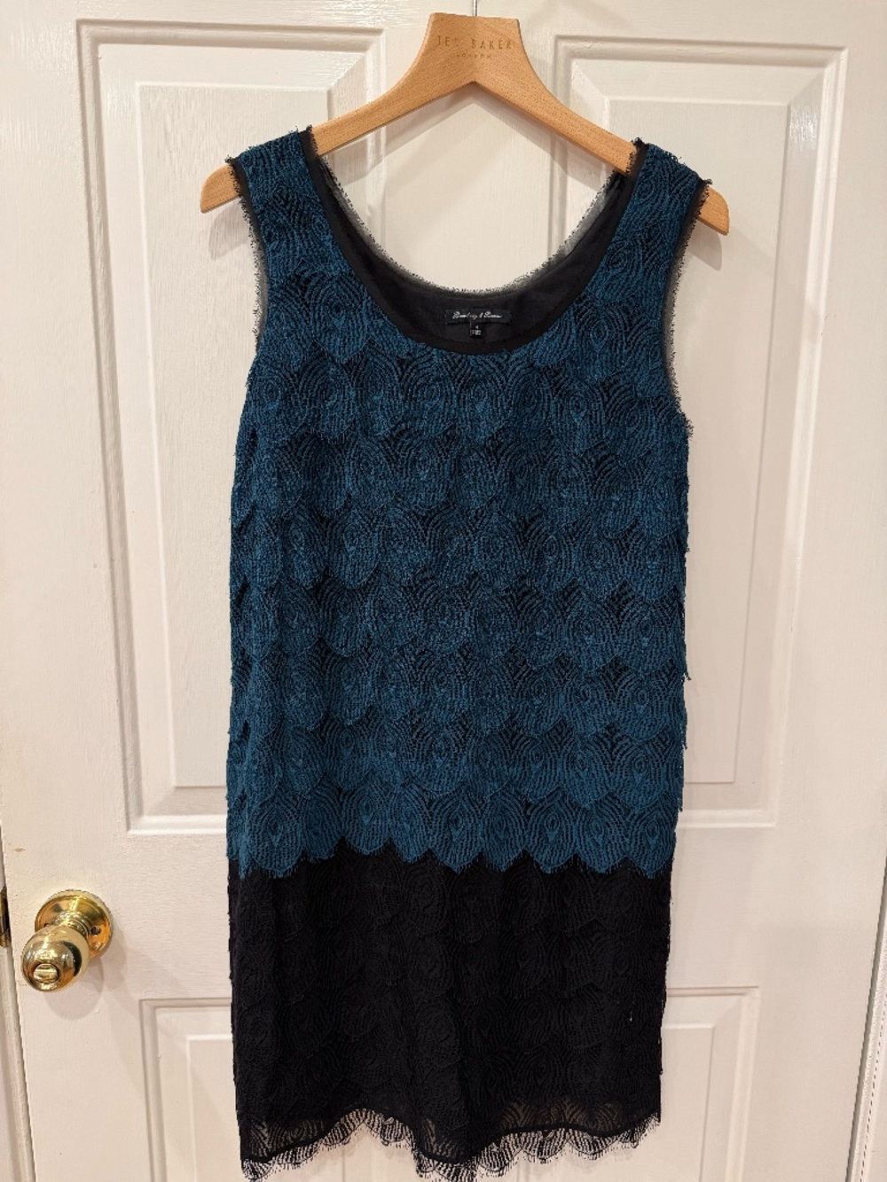 teal and black lace dress - size 4